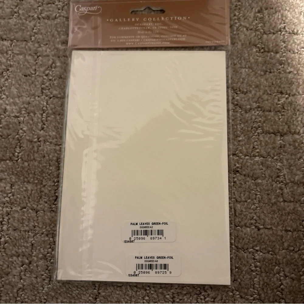 Caspari Gallery Collection Invitations 8 Cards W Envelopes Palm Leaves Green
